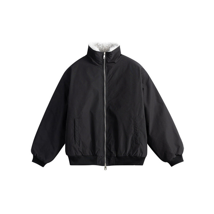 Damen Kurze Boxy-Steppjacke mit hohem Schalkragen, Teddykragen und elastischen Rippbündchen Echo Archiv
