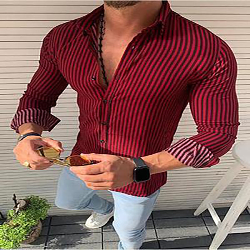 Herren Elegantes Langarmhemd mit Streifenmuster Echoarchiv