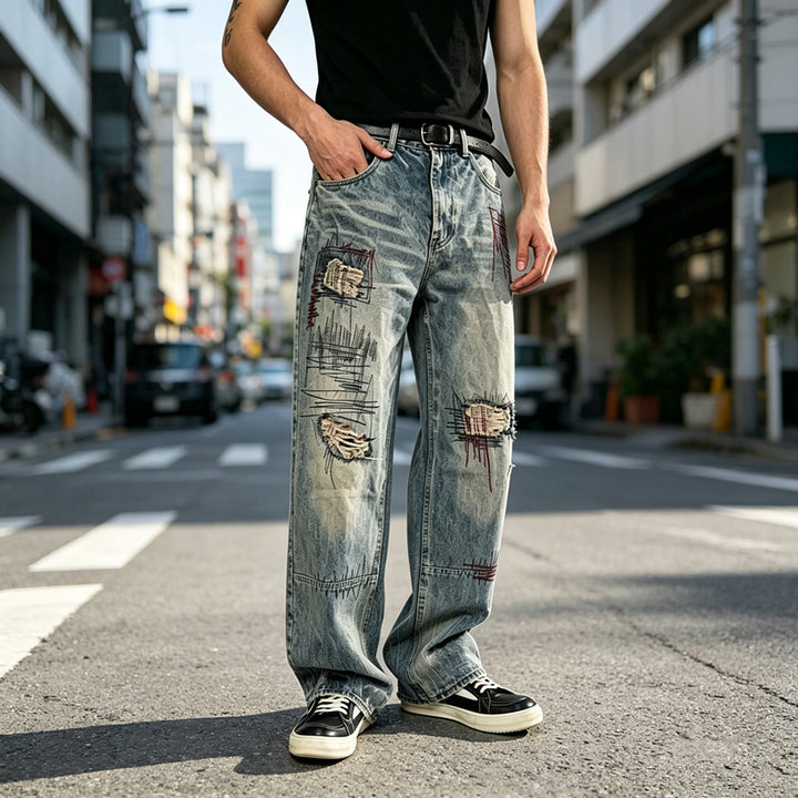 Herren lockere Denim-Jeans im Used-Look Echoarchiv
