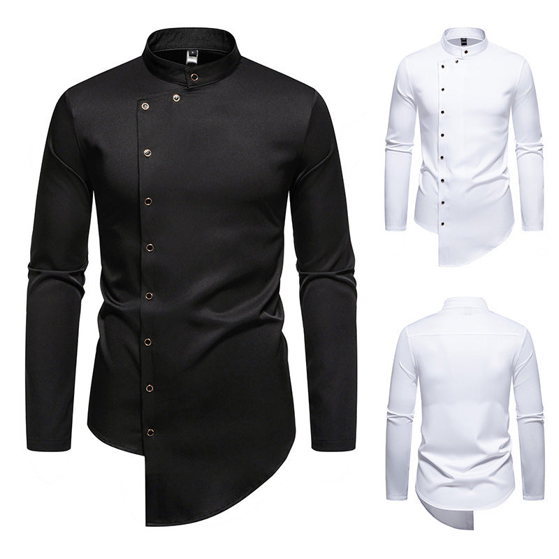 Herren modisches Hemd mit asymmetrischem Knopfdesign und elegantem Kragen Echoarchiv