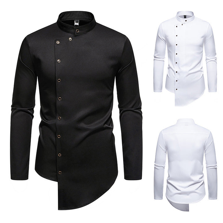Herren modisches Hemd mit asymmetrischem Knopfdesign und elegantem Kragen Echoarchiv