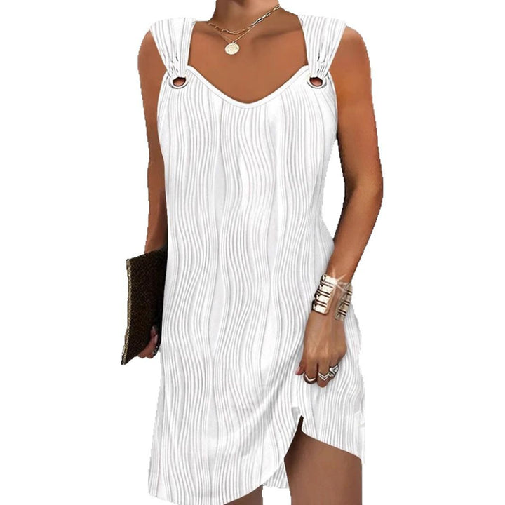 Damen nan figurumspielendes Jerseykleid mit Wellenstruktur Ringträgern und seitlichem Schlitz Echo Archiv