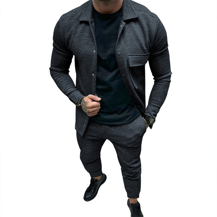 Herren modisches Freizeit-Jogginganzug-Set mit elastischem Bund und strukturiertem Design Echoarchiv