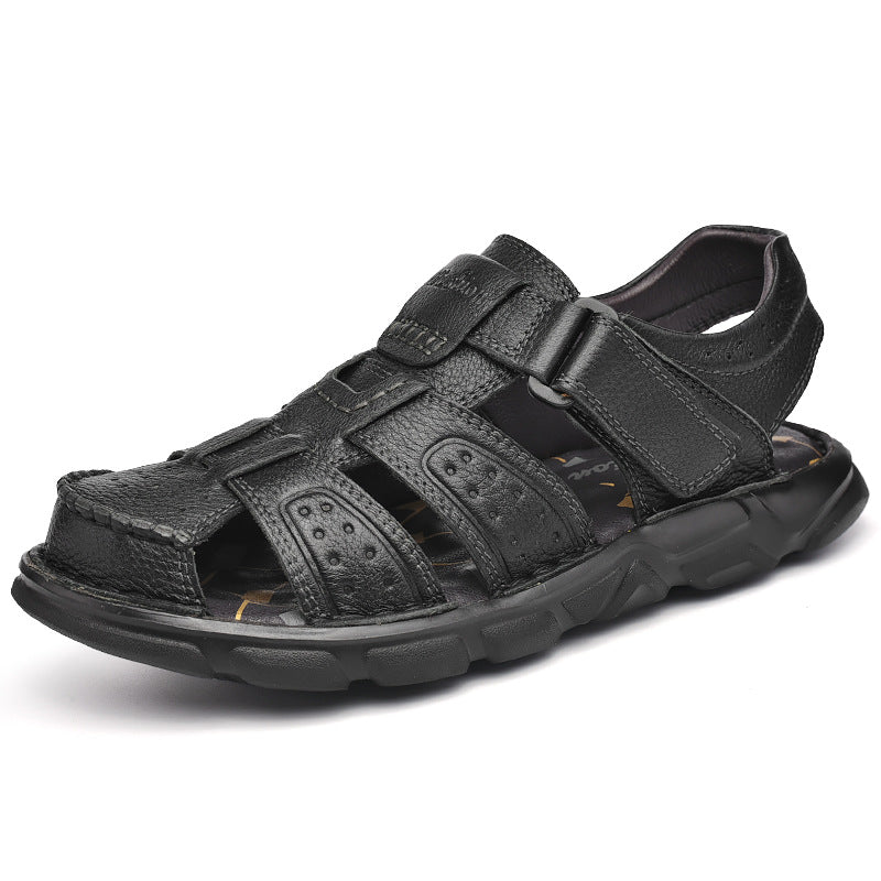 Herren Ledersandalen mit verstellbarem Klettverschluss und rutschfester Sohle Echoarchiv