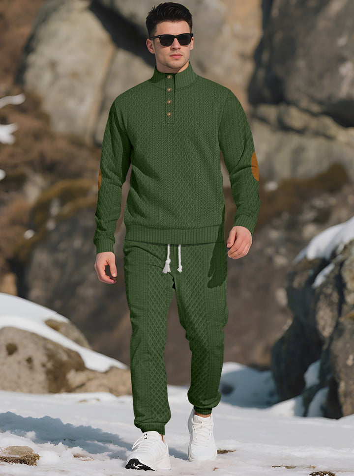 Herren Bequemer Strickpullover mit Stehkragen und modischen Knöpfen Echoarchiv