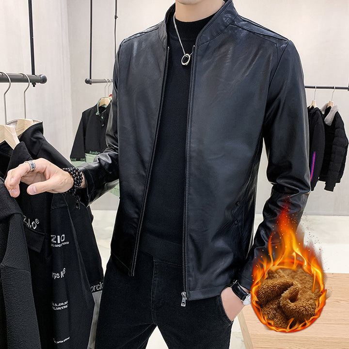 Herren Kunstlederjacke mit minimalistischem Design und praktischen Taschen Echoarchiv