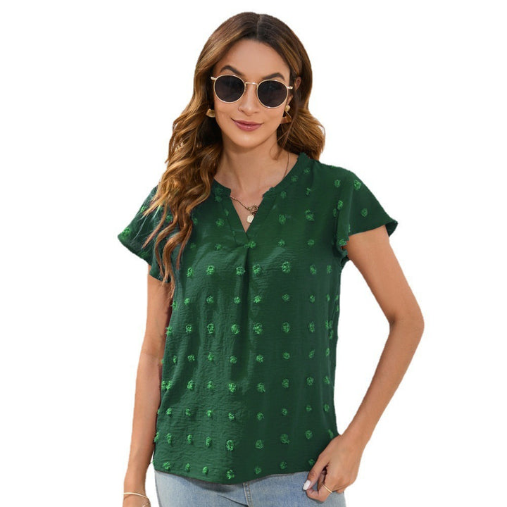 Damen Leichtes Kurzarmblusenshirt mit strukturiertem Material und eleganten Details Echo Archiv