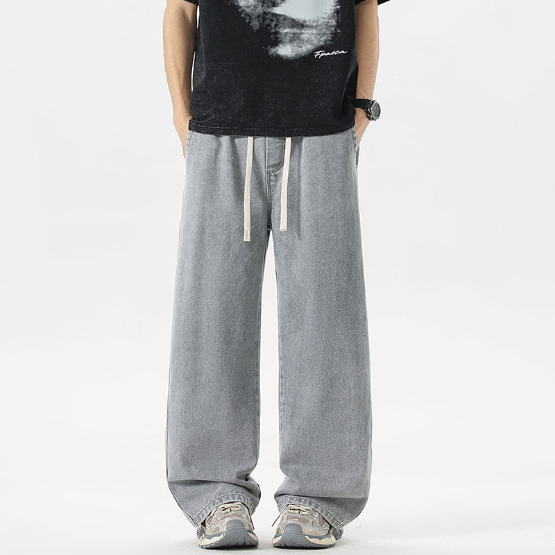 Herren Oversize Denim-Baggyhose mit Kordelzug und stonewashed Baumwollmix Echo Archiv