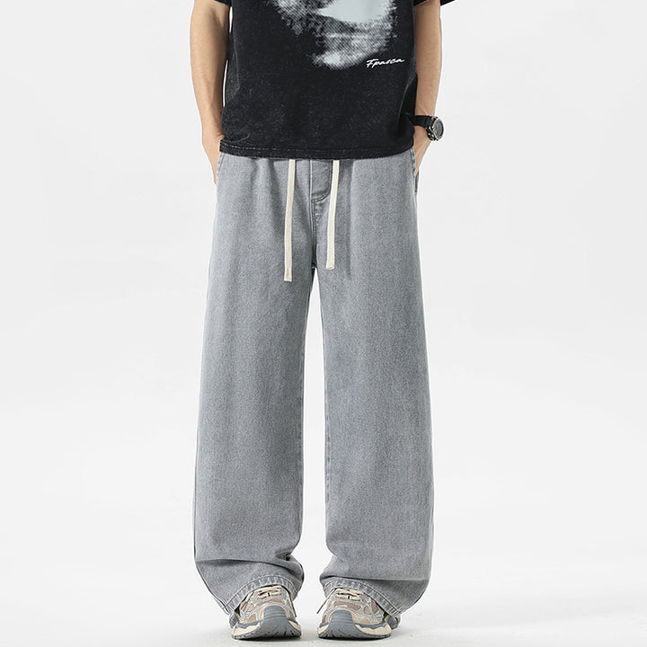 Herren Oversize Denim-Baggyhose mit Kordelzug und stonewashed Baumwollmix Echo Archiv