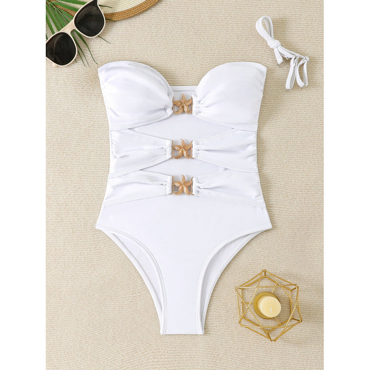 Damen Einteiliger Badeanzug mit eleganten Schnallen und raffinierten Raffung Echo Archiv