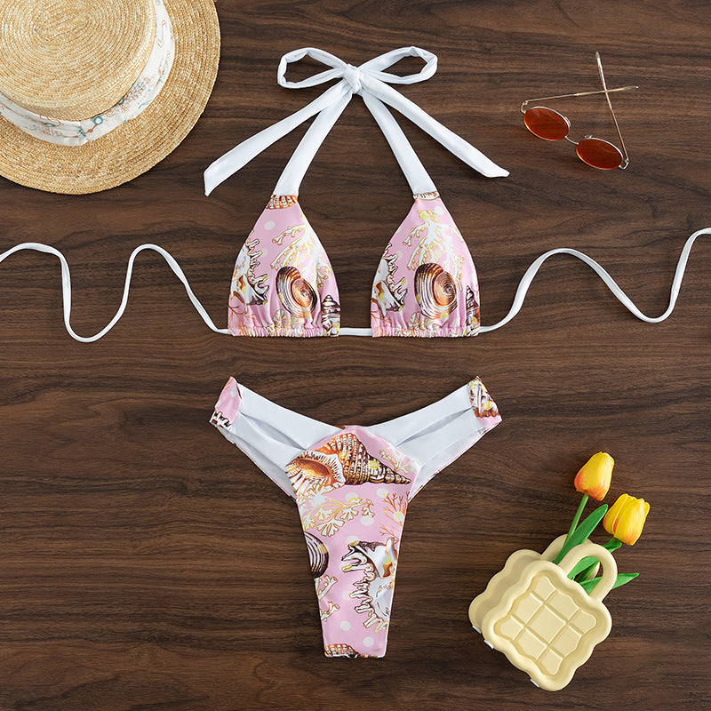 Damen Triangel-Bikini mit trendigem Muschelmuster und raffinierten Trägern Echo Archiv
