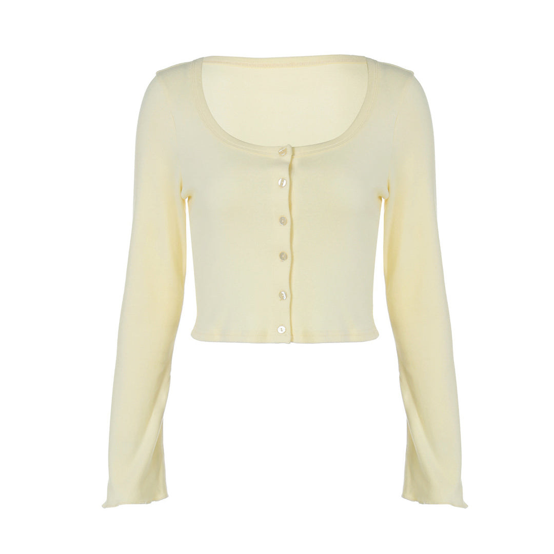 Damen Langarm-Crop-Top mit raffinierter Knopfleiste Echo Archiv