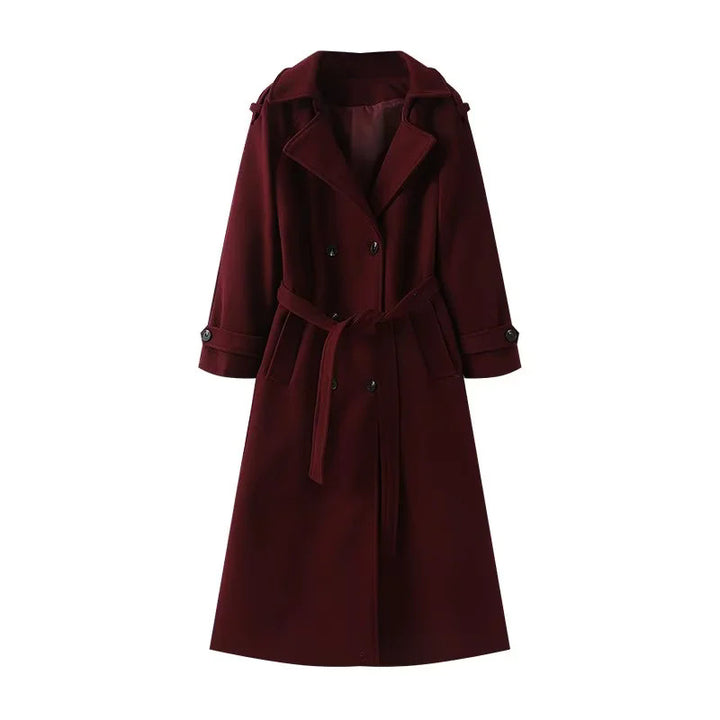 Damen nan langer zweireihiger Trenchcoat-Mantel mit Bindegürtel und Schalkragen Echo Archiv