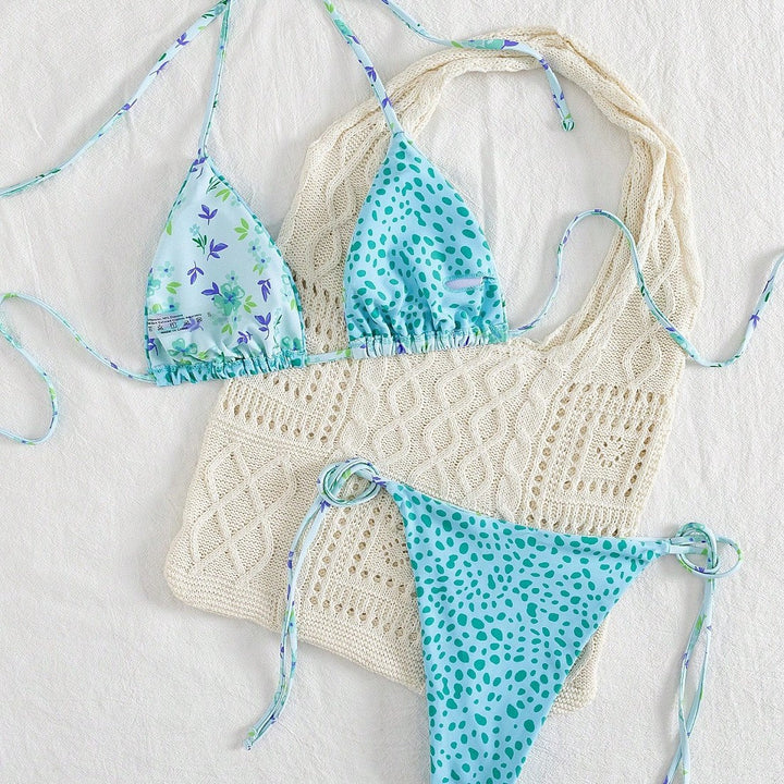 Damen Triangel-Bikini-Set mit hübschen Blumenmustern Echo Archiv