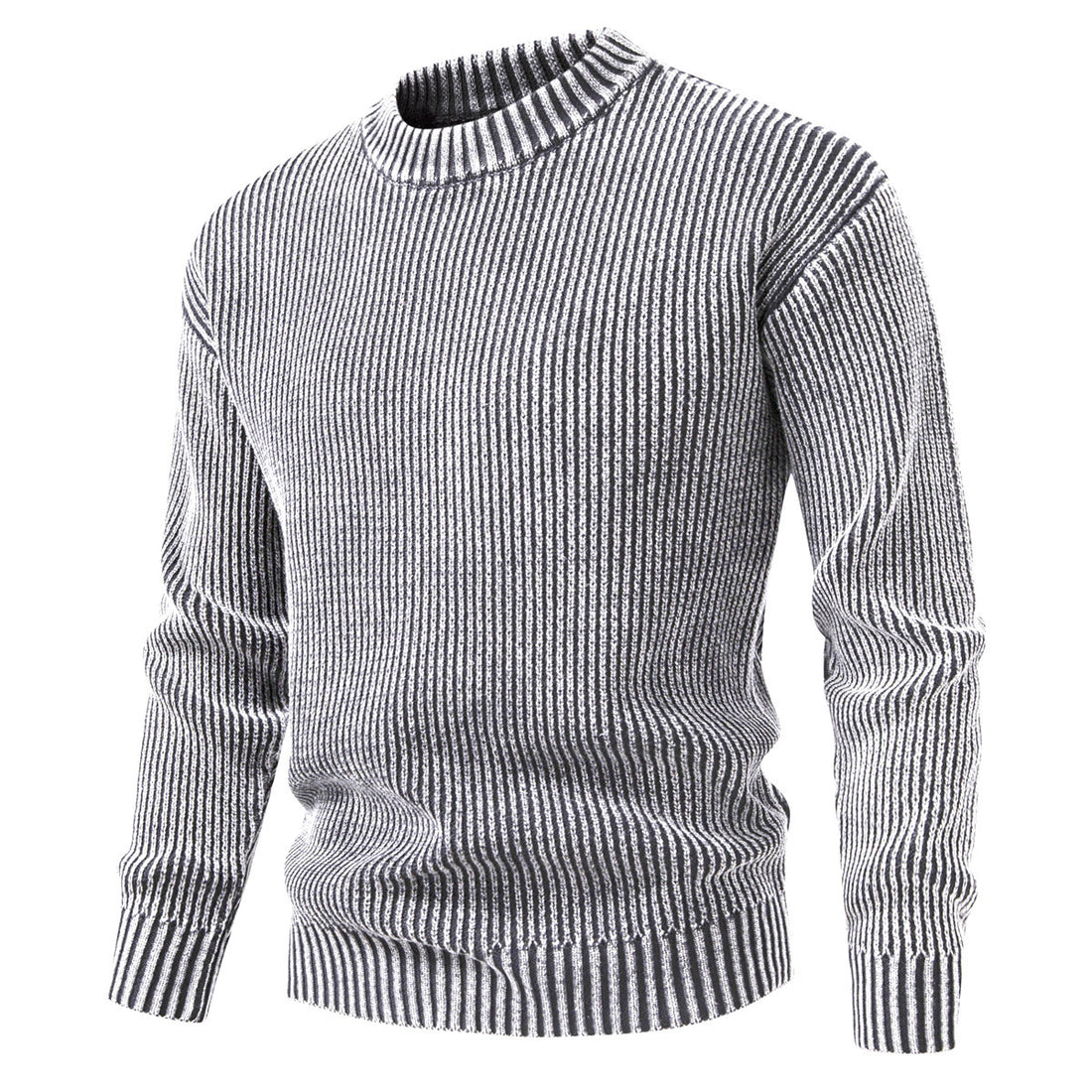 Herren Feinstrick-Rippstrickpullover mit Mockneck und elastischem Saum Echo Archiv