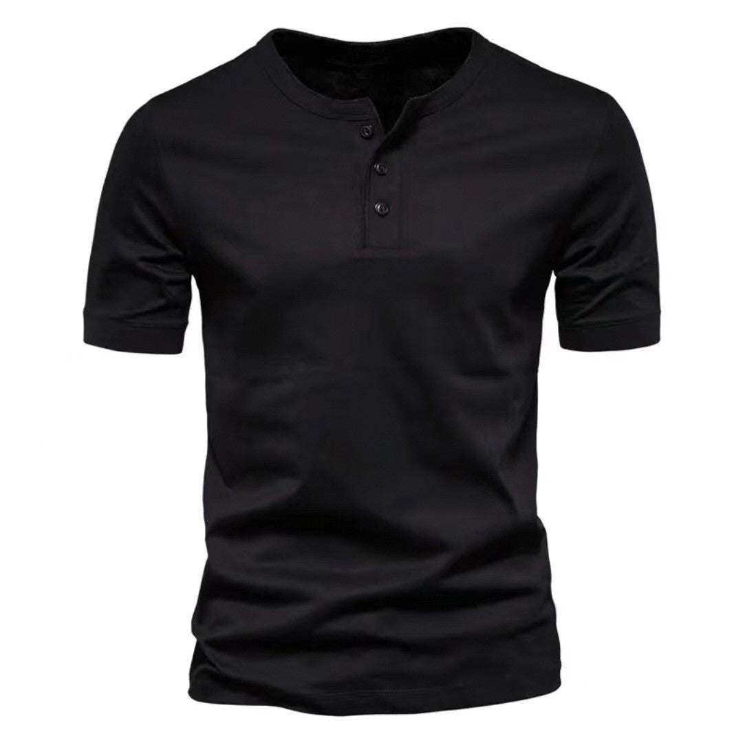 Herren Henley T-Shirt mit modischem Knopfverschluss und weichem Baumwollmaterial Echoarchiv