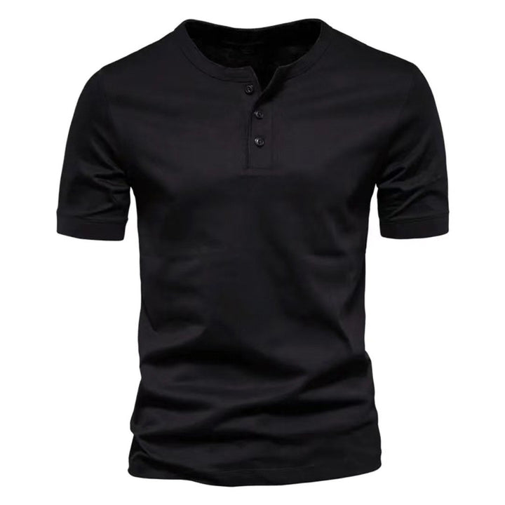 Herren Henley T-Shirt mit modischem Knopfverschluss und weichem Baumwollmaterial Echoarchiv