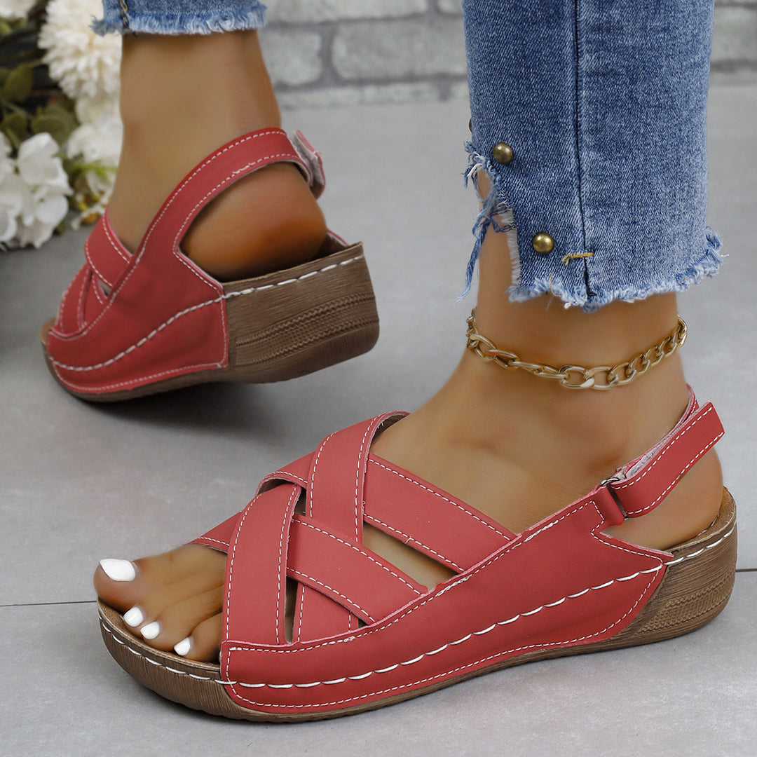 Damen Keil-Slingback-Sandalen mit gekreuzten Riemen und gepolstertem Komfortfußbett – Sorelia