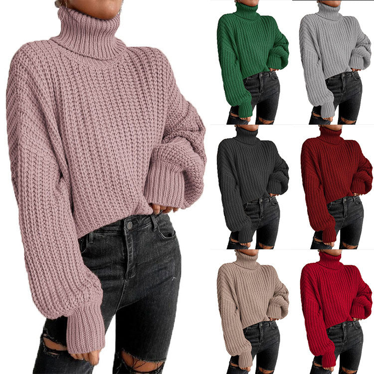 Damen nan grober Rollkragenpullover mit Oversize-Ärmeln und gerippten Bündchen Echo Archiv