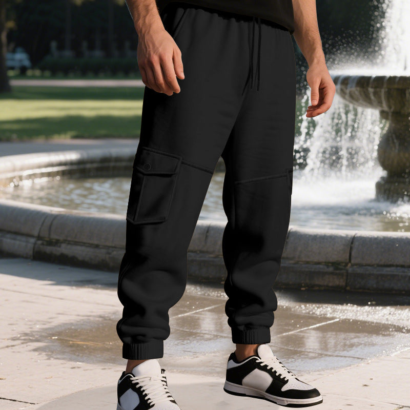 Herren Funktionale Cargo-Jogginghose mit Tunnelzug, Sicherheits-Flap-Taschen und elastischem Knöchelbündchen – Bravaro