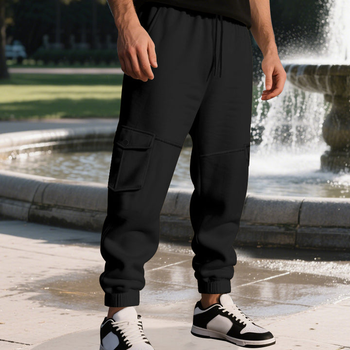Herren Funktionale Cargo-Jogginghose mit Tunnelzug, Sicherheits-Flap-Taschen und elastischem Knöchelbündchen – Bravaro