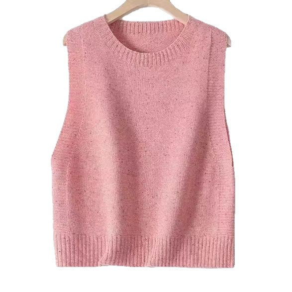 Damen Gestrickte Oversize-Ärmellose Weste mit Rundhalsausschnitt und Rippbündchen Echo Archiv