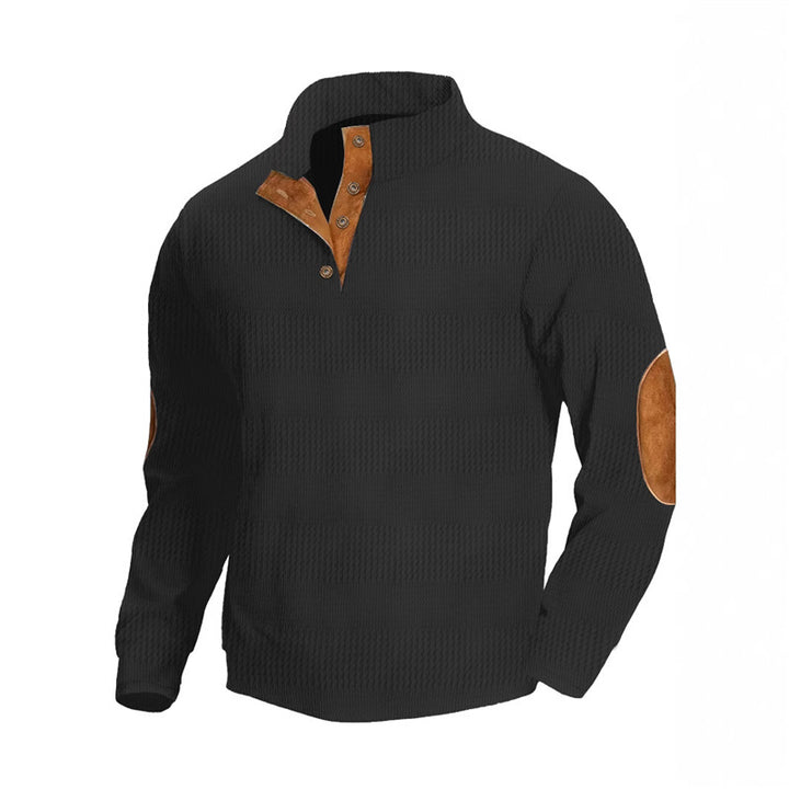 Herren modischer Pullover mit strukturiertem Design und Lederdetails Echoarchiv