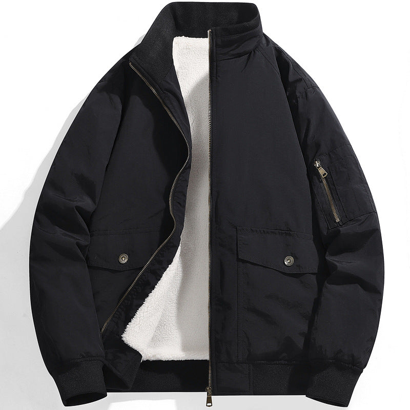 Herren Utility-Fliegerjacke mit Teddyfutter, Stehkragen und Ärmel-Tasche Echo Archiv