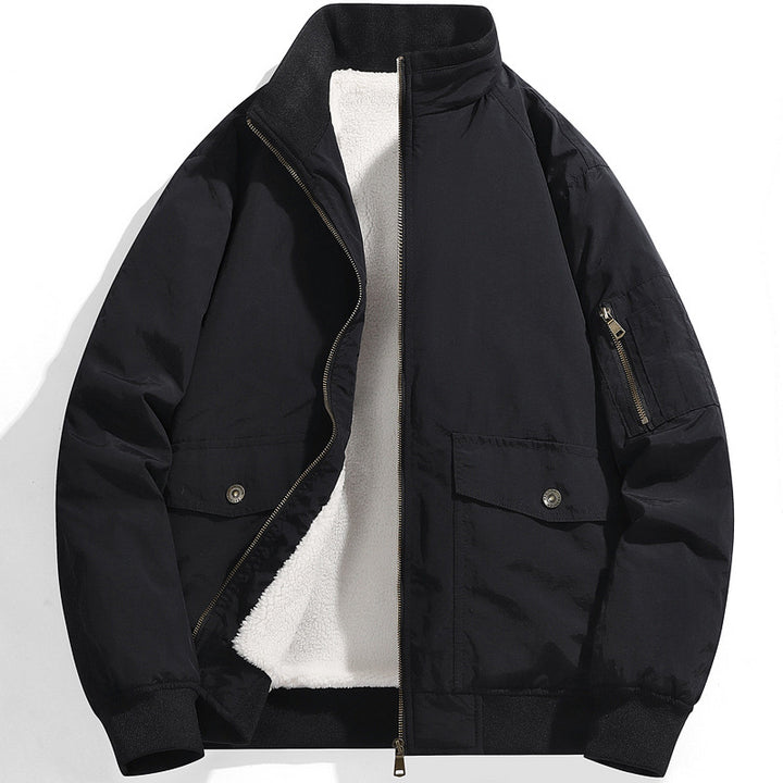 Herren Utility-Fliegerjacke mit Teddyfutter, Stehkragen und Ärmel-Tasche Echo Archiv
