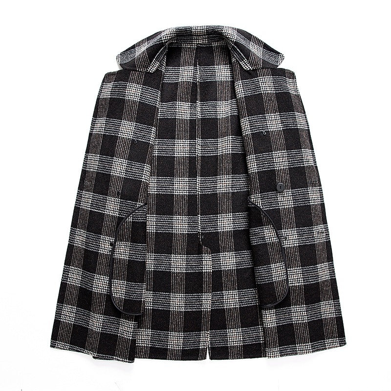 Damen Eleganter Karierter Doppelbrustmantel Echoarchiv