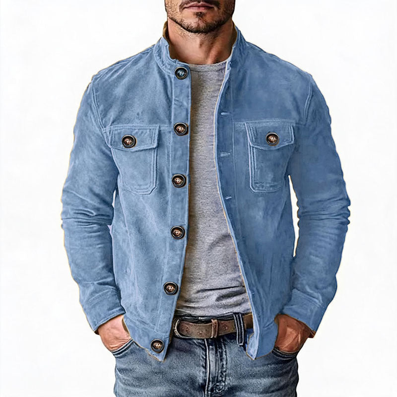 Herren nan robuste Wildlederjacke mit Stehkragen und Knopfverschluss Echo Archiv