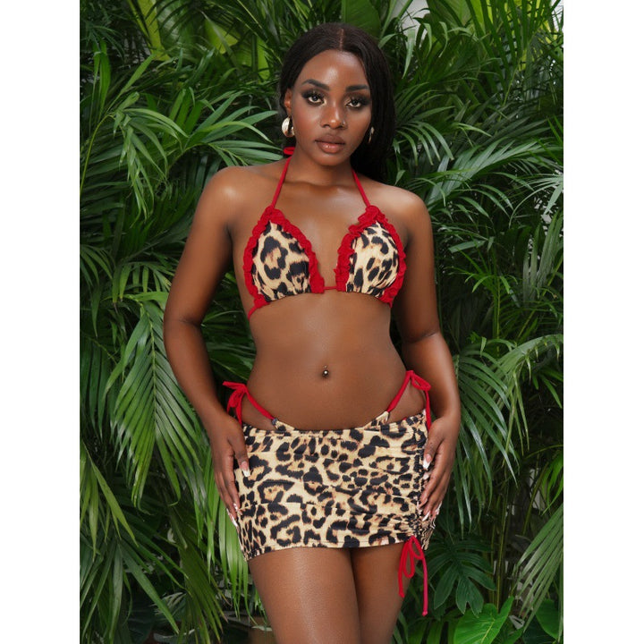 Damen Triangel-Bikini mit modischen Rüschendetails und aufregendem Tiermuster Echo Archiv