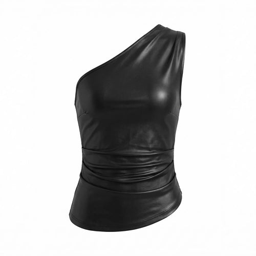 Damen asymmetrisches Top aus Kunstleder Echo Archiv
