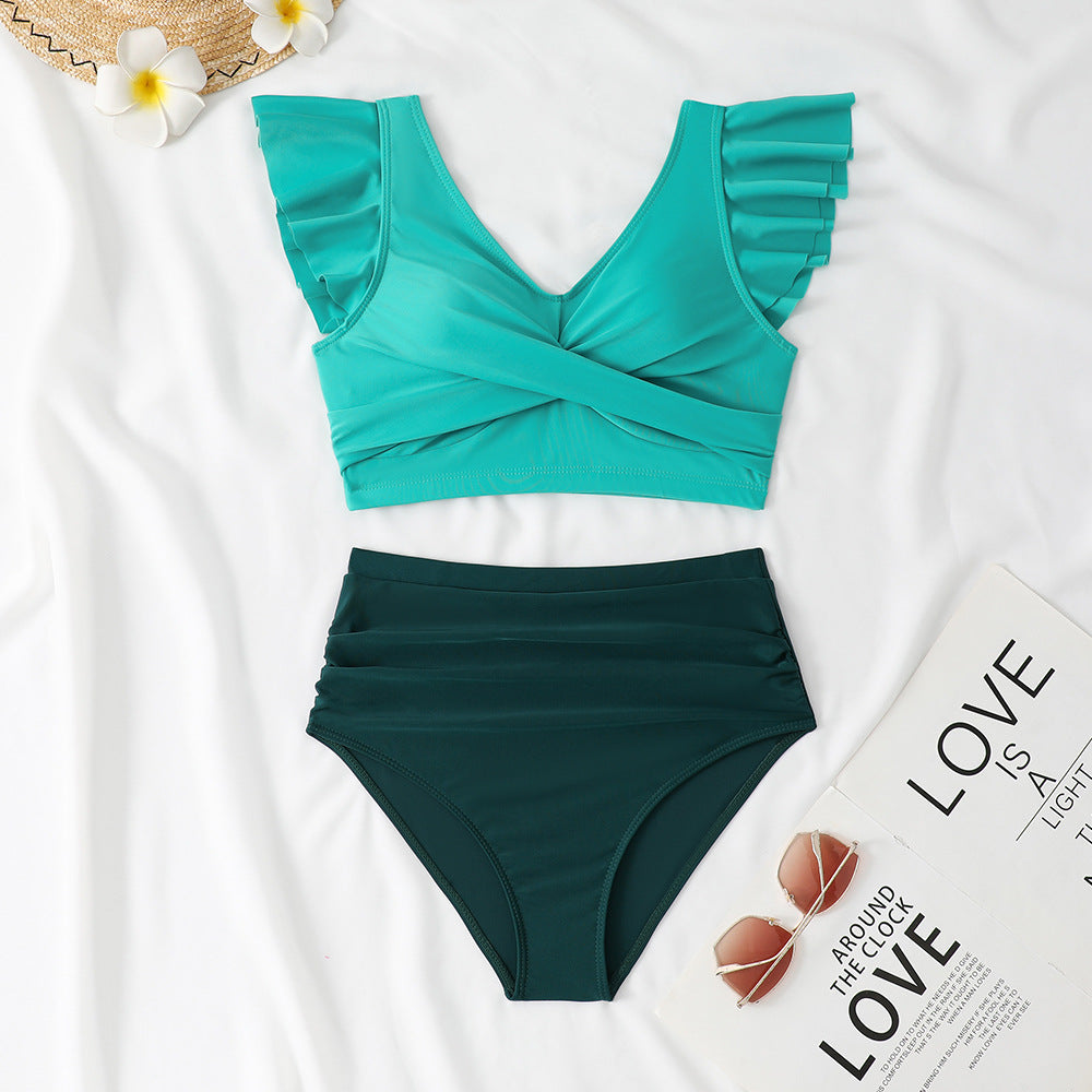 Damen Zweiteiliges High-Waist Bikini-Set mit Rüschendetails Echo Archiv