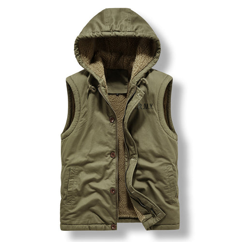 Herren Gefütterte Kapuzenweste mit Teddyfleece, Reißverschluss und Druckknopfleiste – Taviero