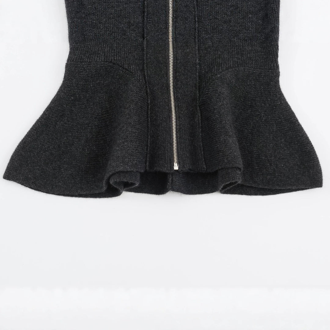 Damen Strickjacke mit Reißverschluss und Peplum-Schnitt Echoarchiv