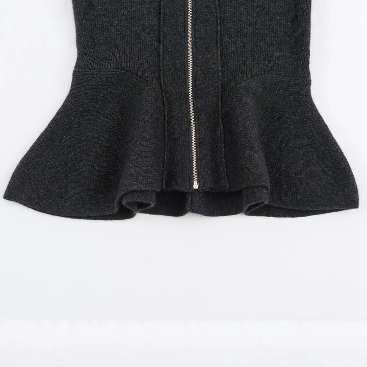 Damen Strickjacke mit Reißverschluss und Peplum-Schnitt Echoarchiv