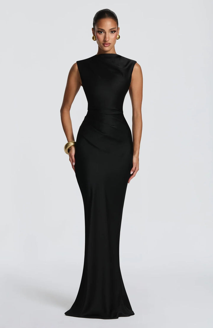 Damen Elegantes Maxikleid mit asymmetrischem Ausschnitt und raffinierten Drapierungen Echo Archiv