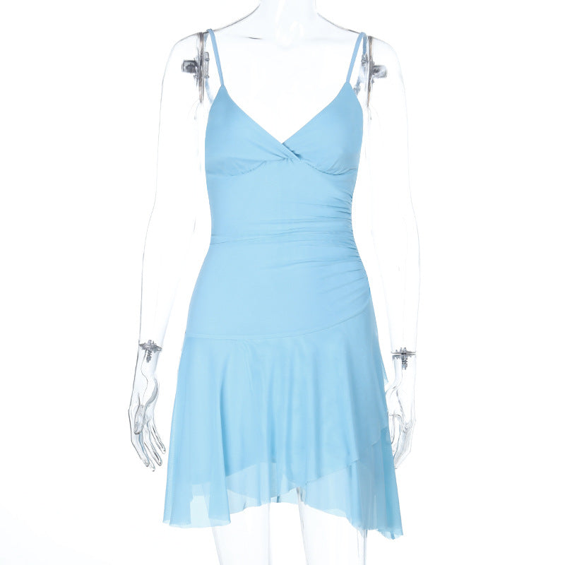 Damen lässiges Sommerkleid mit asymmetrischem Saum und zarten Trägern Echo Archiv