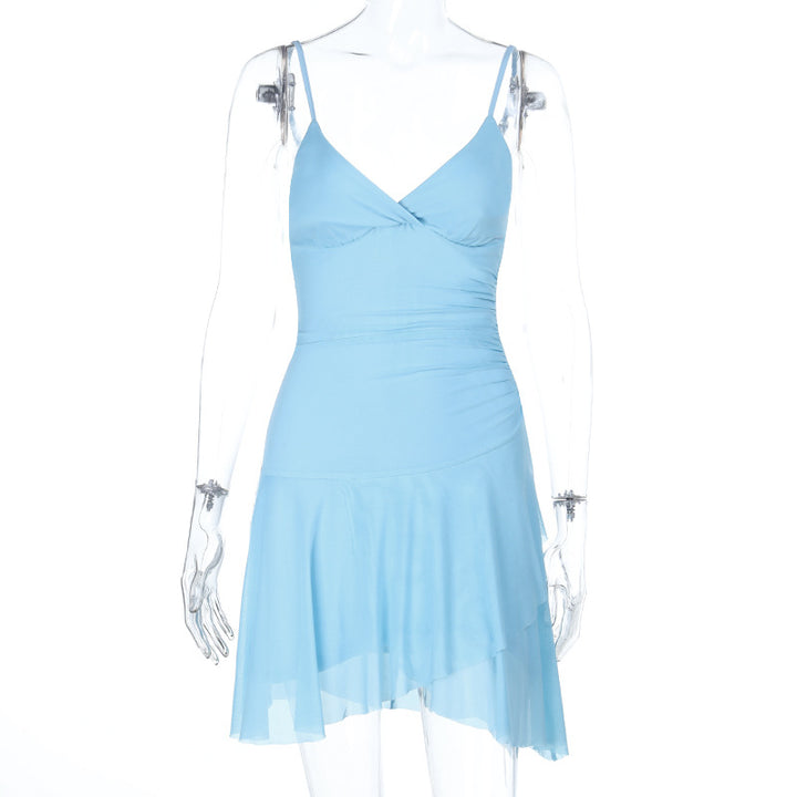 Damen lässiges Sommerkleid mit asymmetrischem Saum und zarten Trägern Echo Archiv