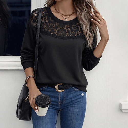 Damen Elegantes Sweatshirt mit Spitzenakzenten Echo Archiv