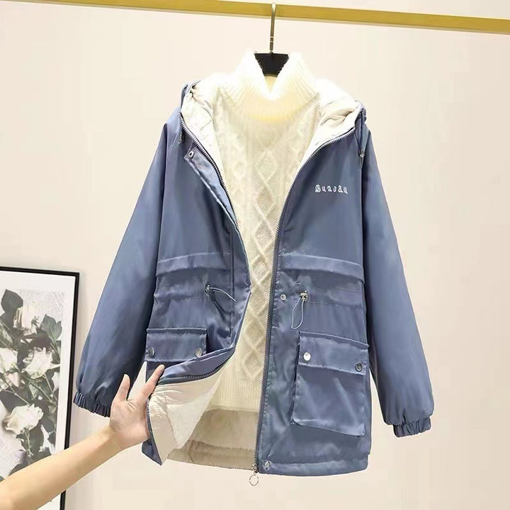 Damen gefütterte Parka-Jacke mit Kapuze und verstellbarem Taillenzug – Avérine