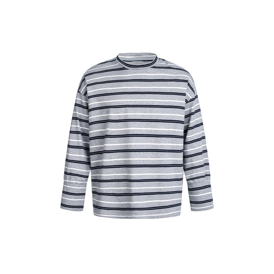 Unisex Gestreiftes Langarmshirt im maritimen Oversize‑Look mit Rippkragen Echoarchiv