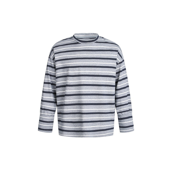 Unisex Gestreiftes Langarmshirt im maritimen Oversize‑Look mit Rippkragen Echoarchiv