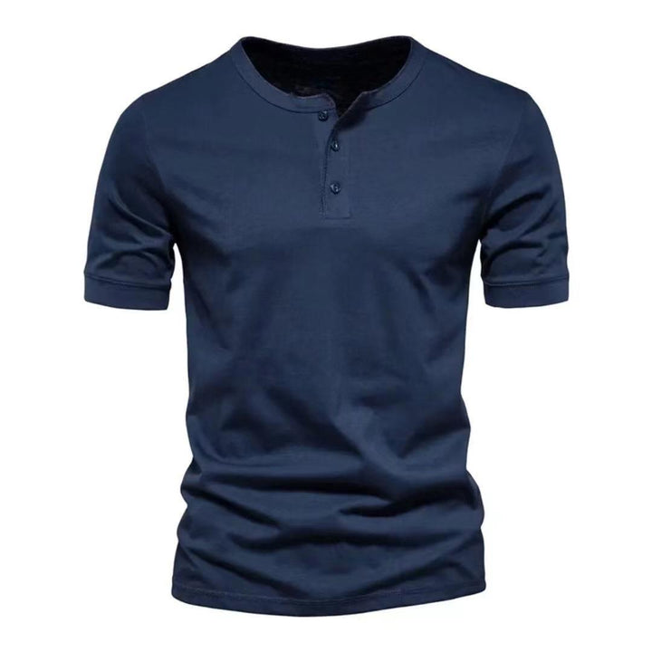 Herren Kurzarm-Henley-Shirt mit Knopfleiste aus atmungsaktiver Baumwolle Echoarchiv