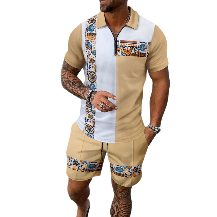 Herren Sportliches Oberteil mit kurzem Reißverschluss und stylischen Shorts Echoarchiv