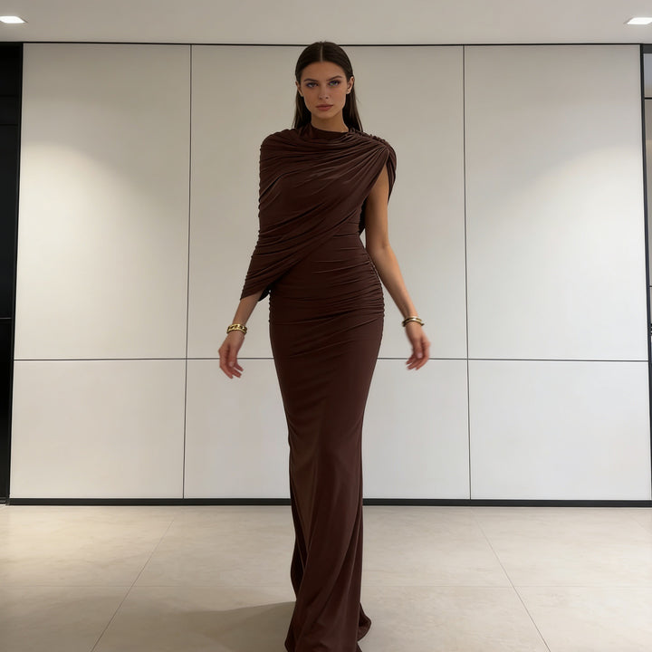 Damen Elegantes Maxikleid mit asymmetrischen Drapierungen und figurschmeichelndem Schnitt Echo Archiv