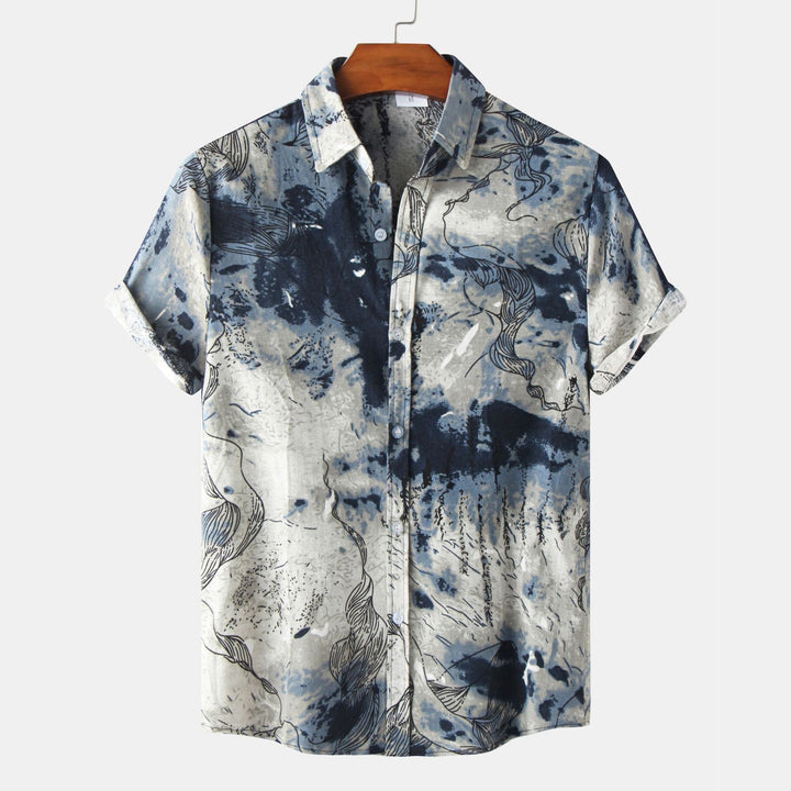 Herren Kurzarmhemd mit kreativem Aquarelldesign Echoarchiv