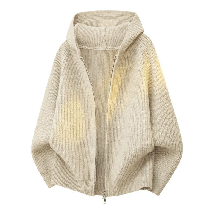 Damen Oversize Strick‑Kapuzencardigan mit durchgehendem Reißverschluss Echoarchiv