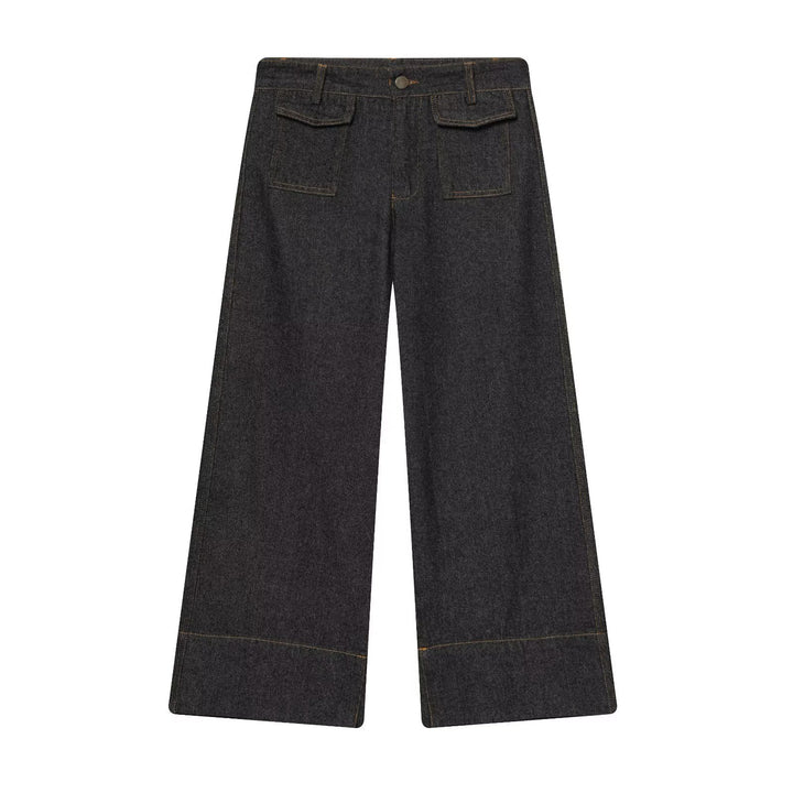 Damen Zweiteiliges Denim-Set mit Cropped-Zipjacke und weiter Highwaist-Jeans Echo Archiv